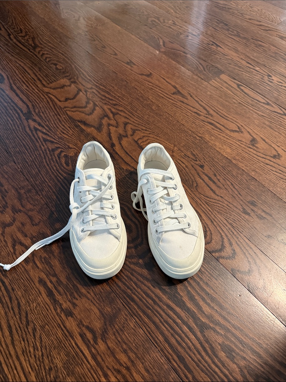 Adidas by Stella McCartney Cream/White Low-Top Canvas Sneakers